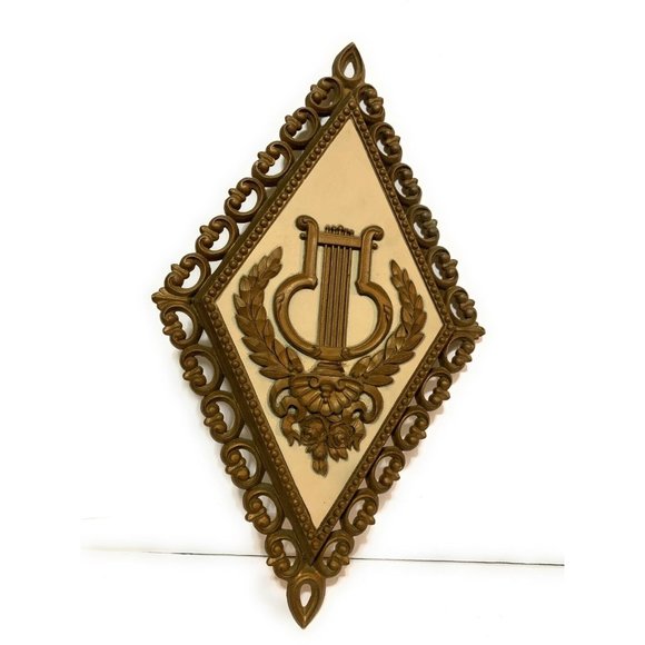 Vintage Homco wall plaques 3 MCM  Bronze and Cream Hollywood Regency Ornate - Picture 6 of 7